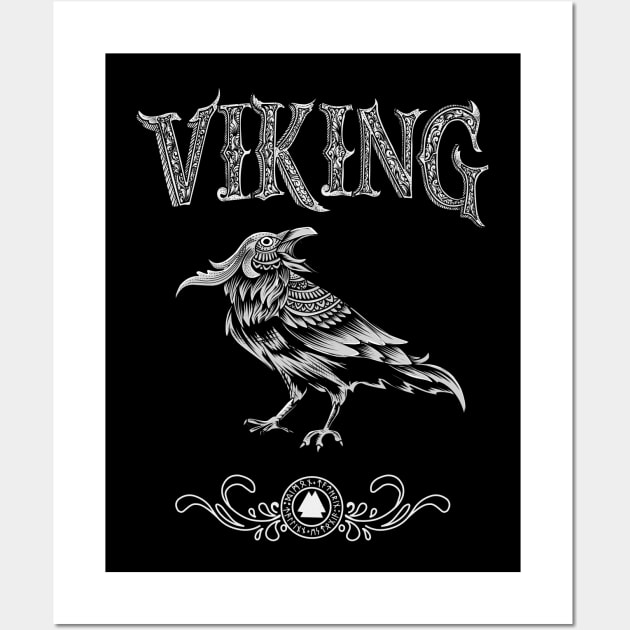 Viking Raven Bird Nordic Style Norseman Norse Wall Art by Foxxy Merch